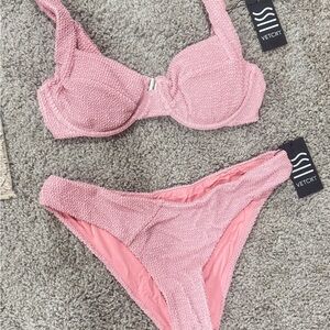 Vetchy Pink Textured Bikini Set